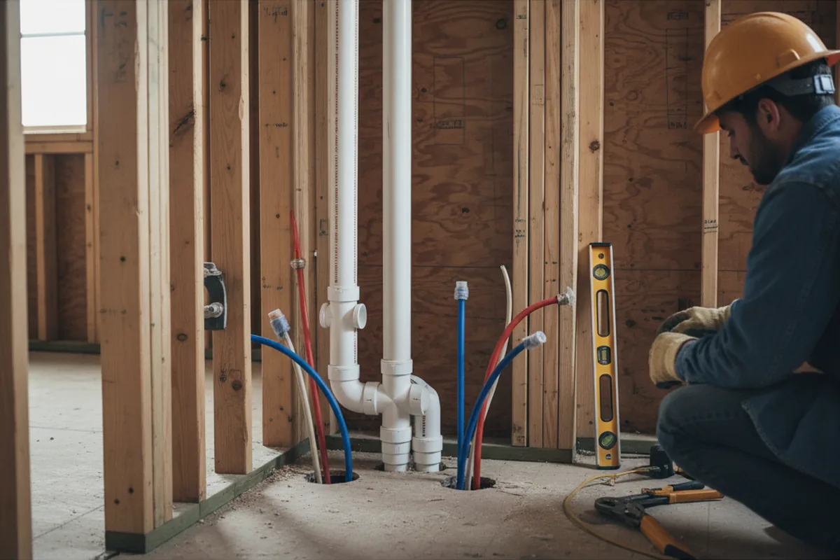 Drain and supply rough-in during Sump Pump Repair in Nocona
