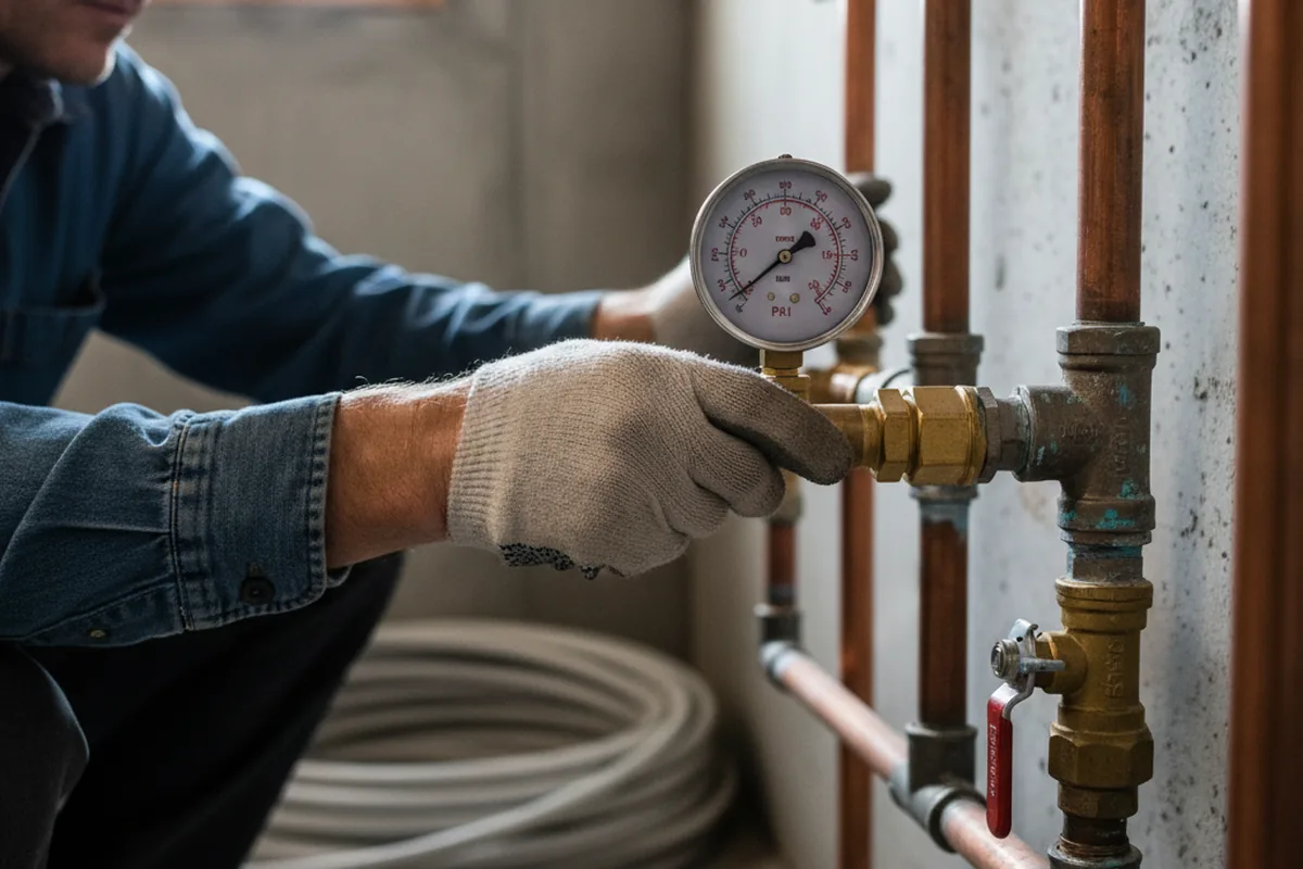 Pressure testing a repaired line during Water Line Repair in Nocona